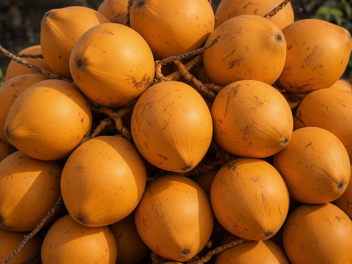 Gelbe Kokosnüsse