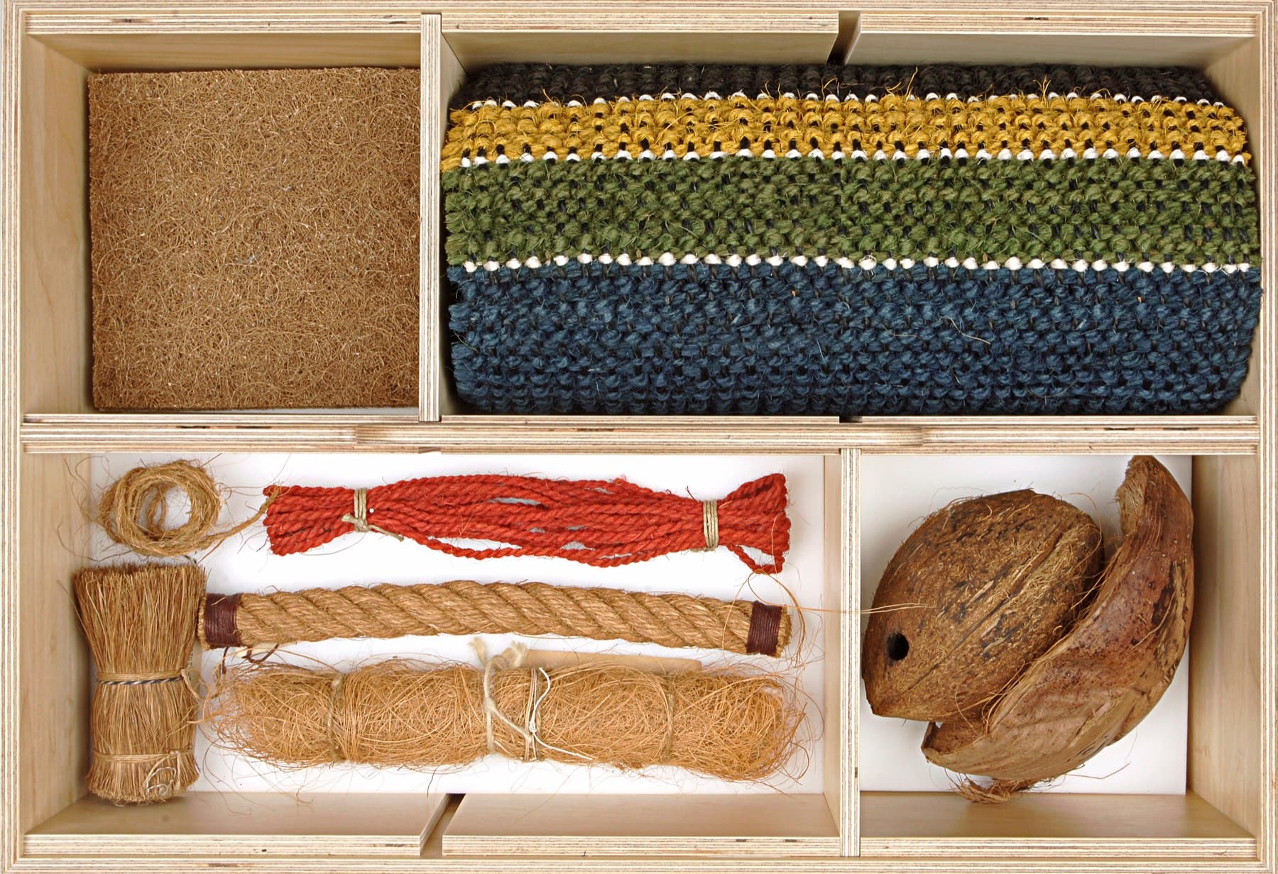Kokosnussschale, Coir und Naturfaser